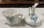 Lefton China Porcelain Footed Bowl and Pitcher Ewer