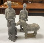 Four Reproduction Tomb Pottery Figurines