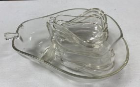Glass Apple Serving Bowl and Plates