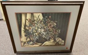 Jan Anderson Signed Flower Basket Print