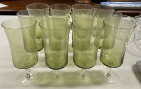 12 Green Glass Stemware