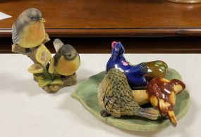 Collection of Pottery and Resin Birds
