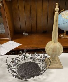 Metal Fruit Basket and Decorative Piece