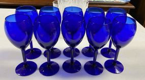 Ten Blue Wine Glass Stems