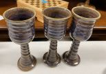 Three Stoneware Goblets