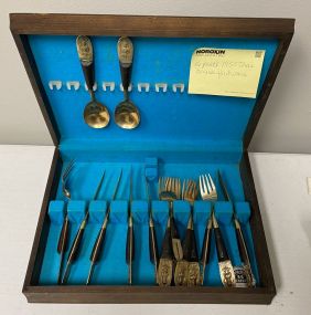 16 Piece 1950 Thai Brass Flatware