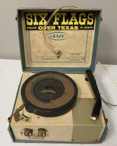 AMC Electric Phonograph Record Player With Size Flags Over Texas Sticker
