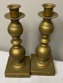 Wooden Candle Holders Painted Gold