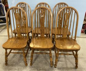 Six Windsor Style Oak Dining Chairs