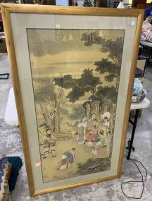 Large Asian Silk Screen Style Artwork