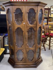 Oak Finish Large Curio Cabinet