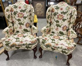Pair of Prida High Back Wing Arm Chairs
