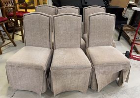 Six Parson Chair Beige Skirted Chairs