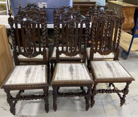 Six Antique Walnut English Dining Chairs