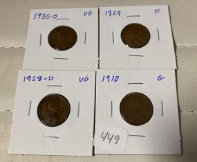 1910, 1928-D, 1929, and 193-S Wheat Cents