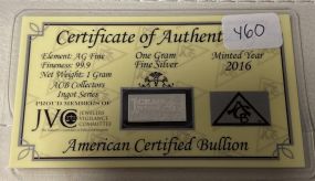 One Gram Fine Silver American Certified Bullion