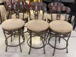 Six Modern Wood and Metal Bar Stools