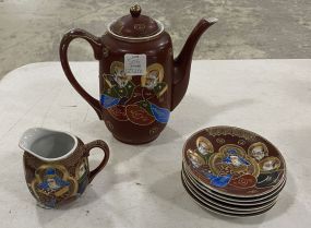 Japanese Tea Pot, Milk Bowl, and Saucers