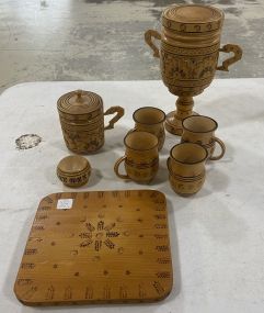 Set of Carved Wooden Pieces