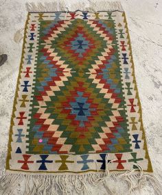 Vintage Hand Woven Small Rug 2'7 x 4'