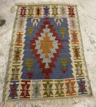 Vintage Hand Woven Small Rug 2'7 x 4'