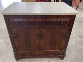 Antique Burl Mahogany Marble Chest