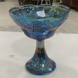 Vintage Blue Carnival Glass Candy Dish