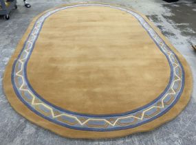 Large Oval Orange Machine Made Rug 8'10 x 13'8