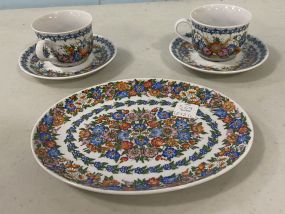 Opole Hand Decorated Tea Cup and Saucer Set Includes Small Platter