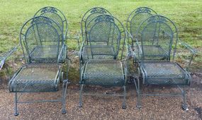 Six Wrought Iron Table Arm Chairs