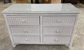 Lexington White Wicker Dresser