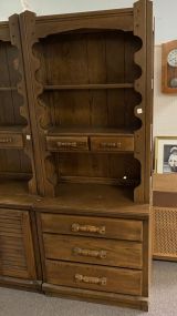 Vintage Young Hinkle Oak Hutch Cabinet