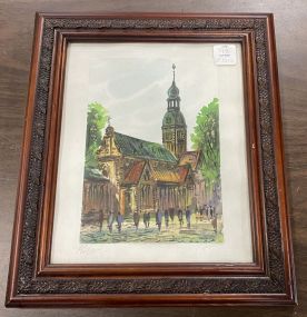 Framed Watercolor of Church