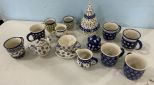 Group of Porcelain Cups, Milk and Sugar Bowls, Christmas Tree Candle Dome, and Other Misc Items