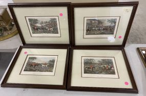Four English Hunt Scene Prints