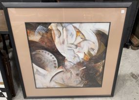 Large Abstract Matted Framed