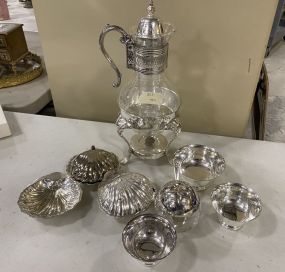 Silver Plate Shell Dishes and Silver Plate Carafe Pitcher