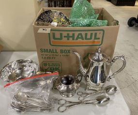 Box Lot of Silver Plate Serving Ware