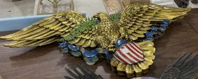 Two Gold Plastic Eagle Plaques