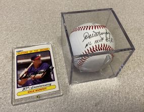 Signed Dale Murphy Baseball Card and Baseball