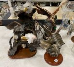 Group of Resin Collectible Eagle Figurines and Statues