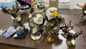 Collection of Small Resin Eagle Figurines and Busts