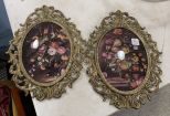 Pair of Vintage Oval Framed Floral Prints