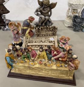 Group of Resin Angels and Religious Figurines