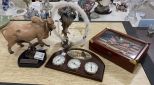 Eagle Decor, Lab Thermometer, and Bull Statue