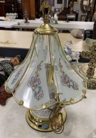 Small Brass Glass Shade Lamp