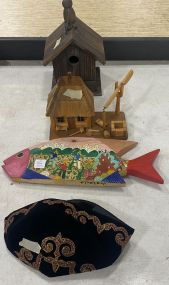 Decorative Bird House, Hand Crafted Wood Cabin, Venezuela Fish