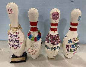Four Birthday Party Bowling Pins