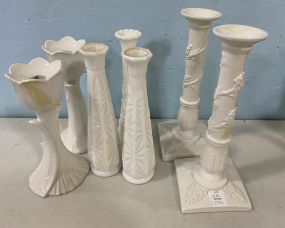 Milk Glass Candle Holders, Ceramic Holders