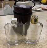 Two Glass Flasks with Case